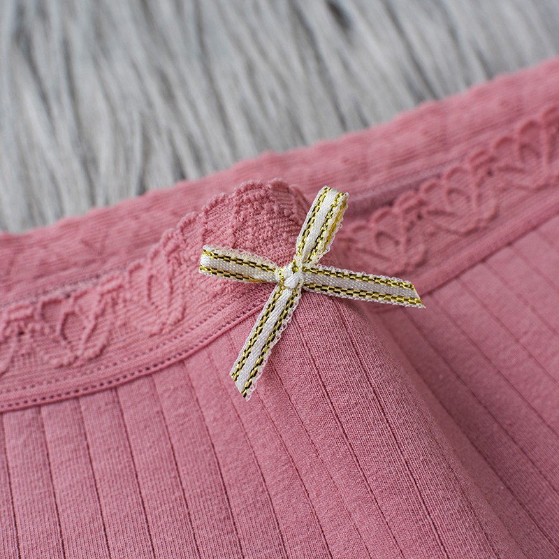 Quần Lót Nữ ❤️FREESHIP❤️ Quần Lót Cotton gân tăm phối viền ren đính nơ điệu đà mã U8 | BigBuy360 - bigbuy360.vn