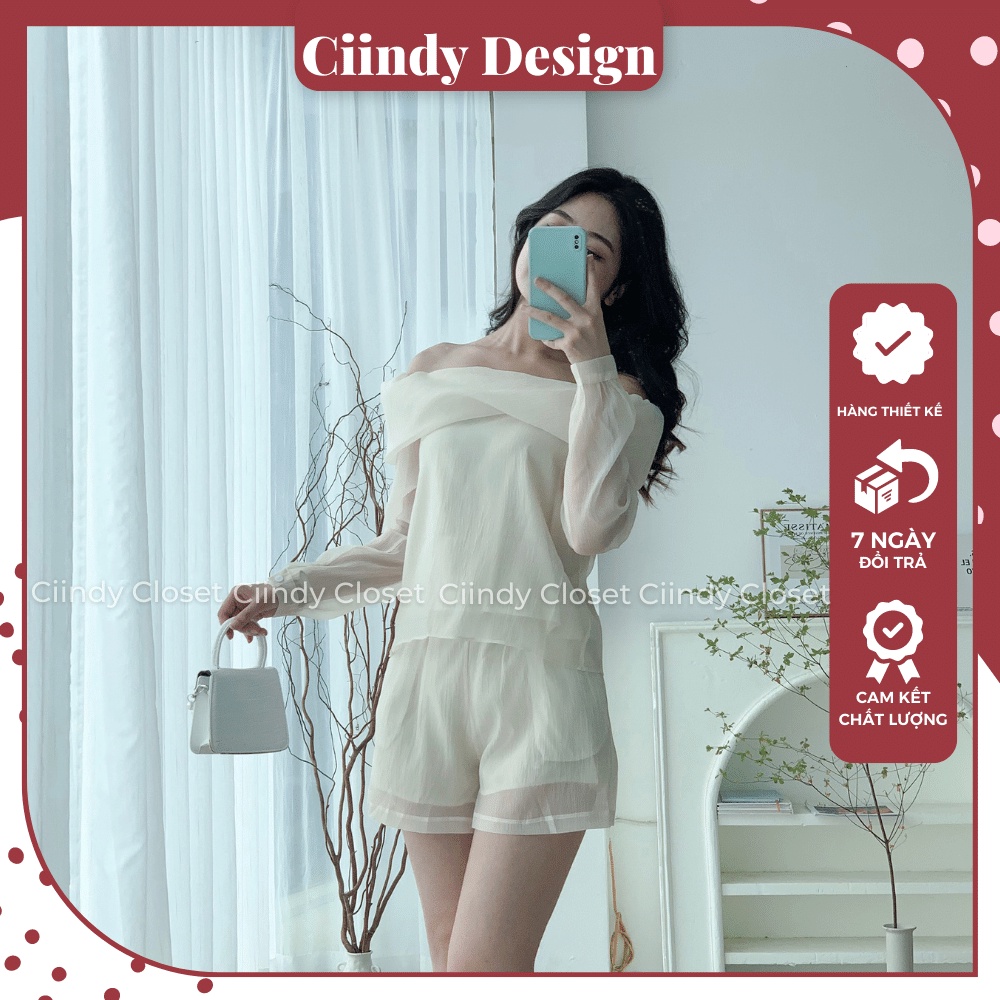 Set bộ nữ áo tơ trễ vai tiểu thư sang chảnh Hàng Cao Cấp Ciindy A-03 Set quần áo nữ đẹp thoáng mát 2022