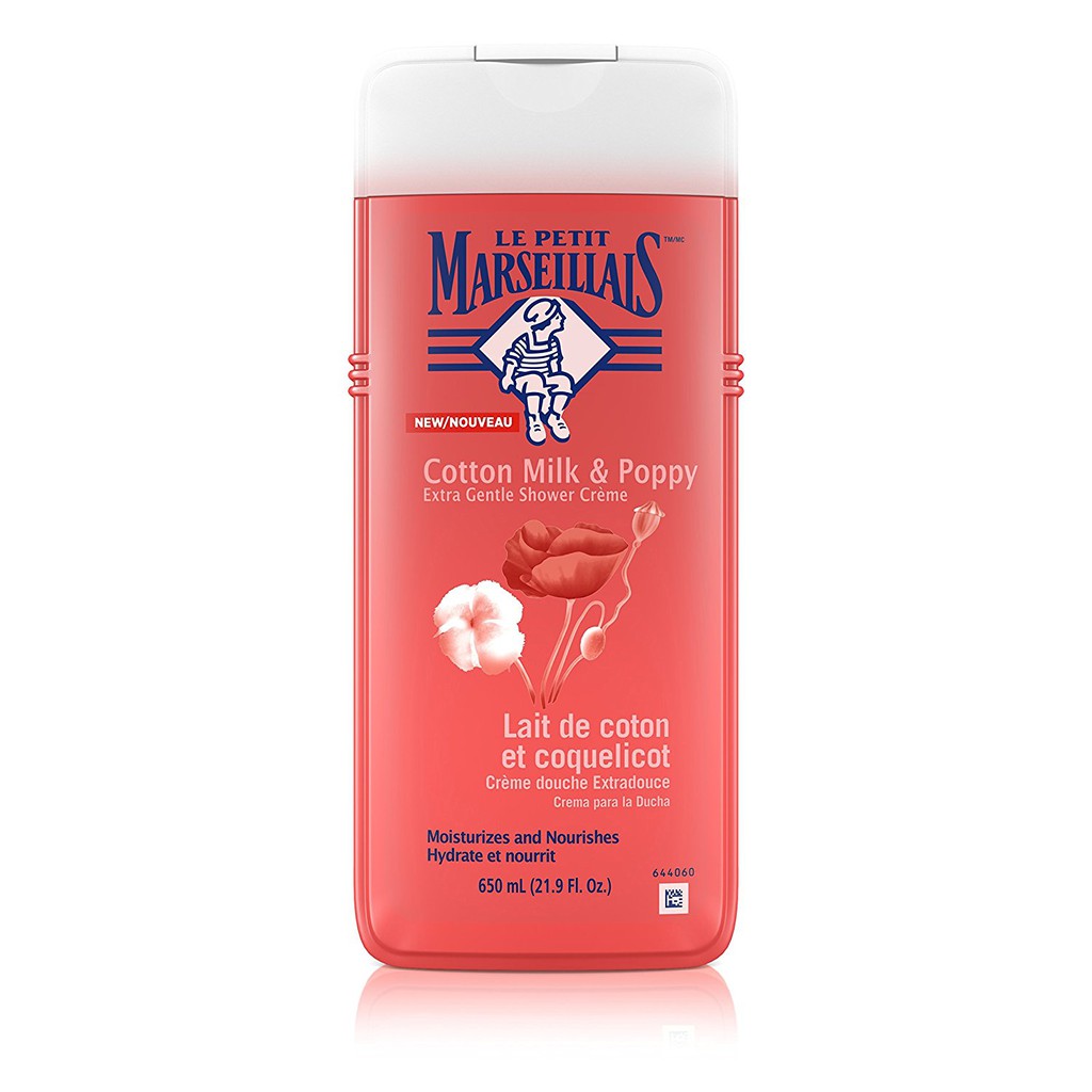 Sữa tắm Le Petit Marseillais Extra Gentle Shower Cream Cotton Milk & Poppy 650ml (Mỹ)