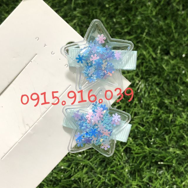 Set 2 kẹp mái ngôi sao trong suốt, Kẹp Tóc Ngôi Sao