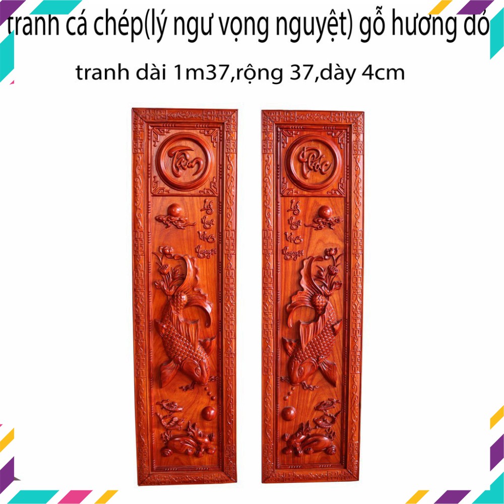 Tranh trang trí gia đình gỗ hương-tranh lý ngư vọng nguyệt-tranh gỗ đẳng cấp