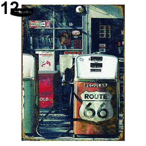 Bảng treo trang trí tường chất liệu kim loại in chữ ROUTE 66