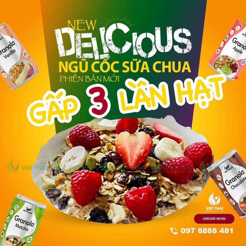 Ngũ Cốc Ăn Kiêng Ăn Sáng Mix Hoa Quả Sữa Chua Giảm Cân Vanilla Befresco (300G)