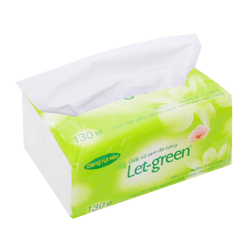 Khăn Giấy Ăn Đa Năng Let-green Tiện Lợi Dạng Rút | 130 tờ/bao - 180 tờ/bao