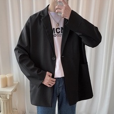 Áo blazer nam dài tay form rộng B01 màu đen M.RO Thời trang Hàn Quốc Mrhero