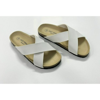 Dép Đế Trấu Birken Quai Chéo Unisex Màu Trắng