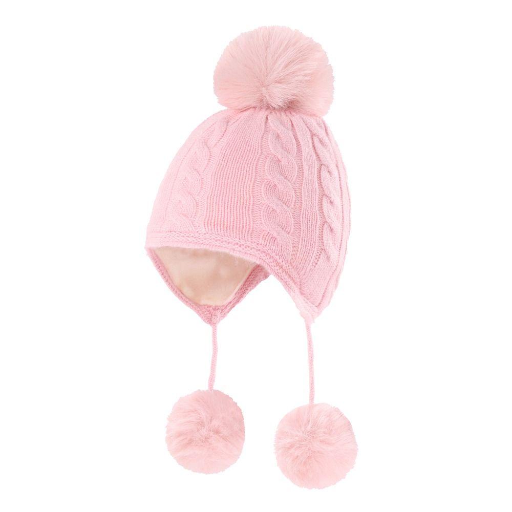 Bộ Nón Len Đính Bóng Lông Xù + Găng Tay + Găng Tay Cho Bé 0-3 Tuổi