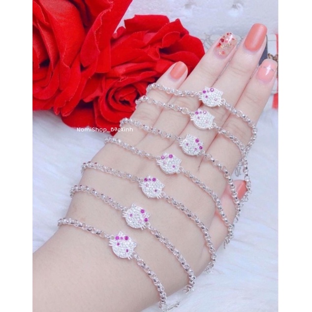 Lắc tay Bạc mặt mèo kity cho bé, ngộ nhĩnh đáng yêu Món quà tuyệt vời cho bé con Mainomi Shop Bạc Xinh