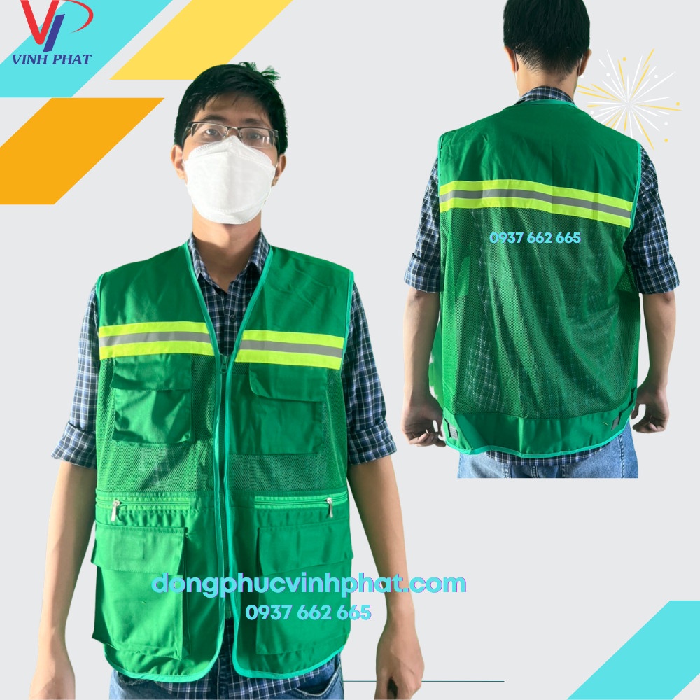 Áo Gile Kỹ Sư 3 Dây Kéo Nhiều Màu Sắc Có Size Lớn Bảo Hộ Lao Động  An Toàn Viền Dạ Quang - Hình Thật, Có Sẵn