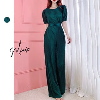 Jumpsuit thun dập ly thắt eo MIMIX sang trọng BN3195