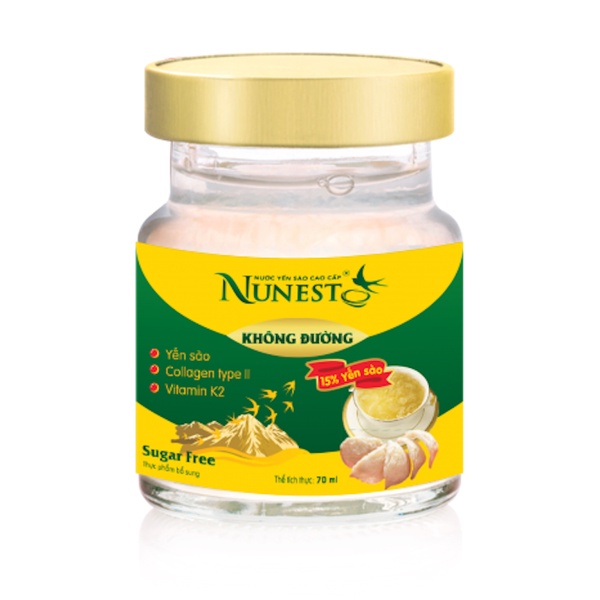(Quà tặng Tết) Hộp yến sào cao cấp không đường Nunest (6 lọ x 70ml)
