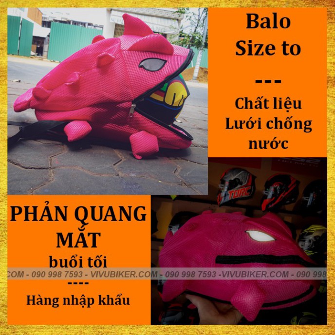 HOT-  [GIÁ KHO] Balo khủng long rồng đựng nón bảo hiểm fullface size to bằng lưới chống nước - Balo rồng màu cam phản qu