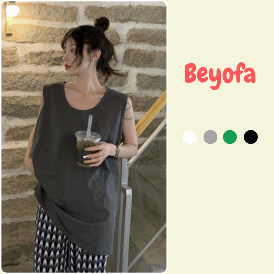 Áo tank top nữ Beyofa xẻ tà form rộng - Áo sát nách ba lỗ nữ nhiều màu