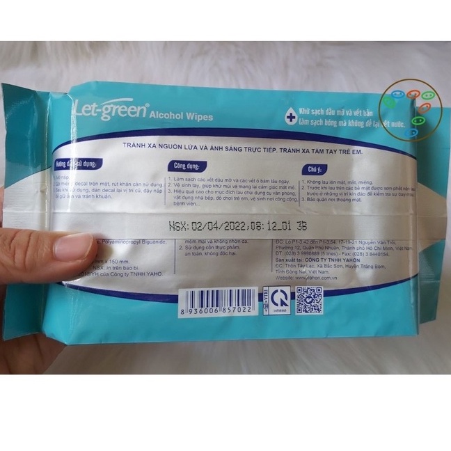 Thùng 36 gói khăn giấy ướt Cồn Let green 50M