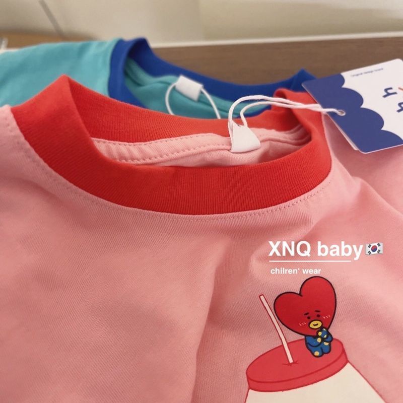 Áo Thun 100% Cotton Tay Ngắn In Họa Tiết Hoạt Hình Phong Cách Hàn Quốc Dành Cho Nữ