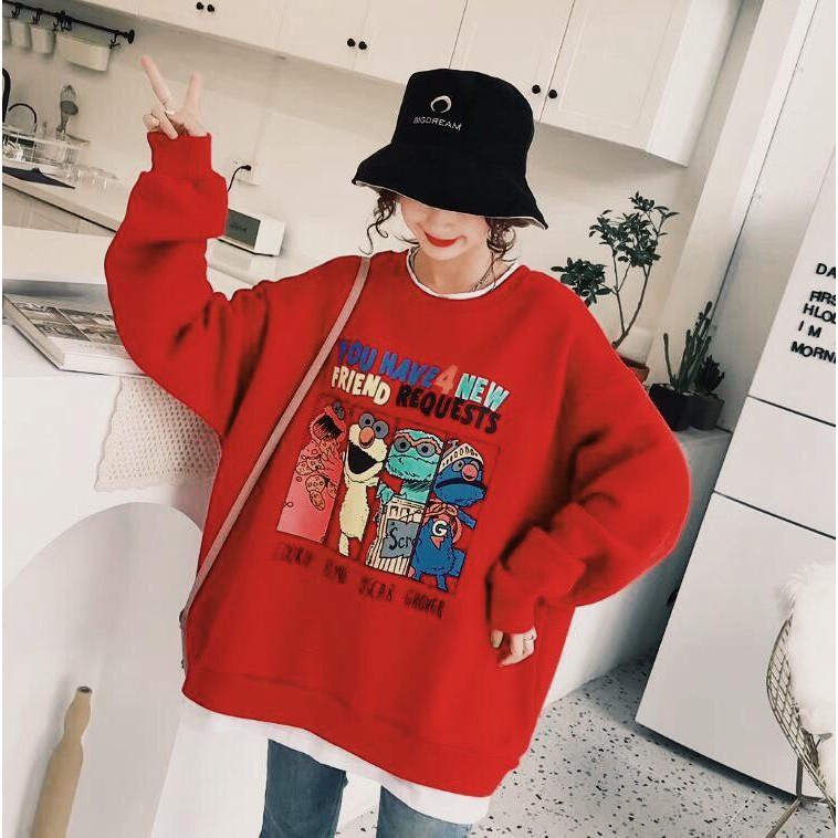 Áo Sweater phong cách thời thượng cá tính phối thêm cổ và vạt kiểu sơ mi trong chất liệu nỉ ngoại cao cấp HM056