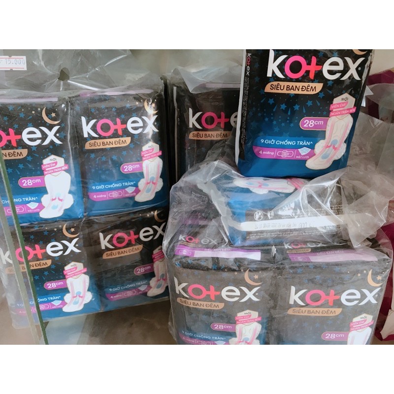 Kotex siêu ban đêm 9h chống tràn 28cm 4 miếng