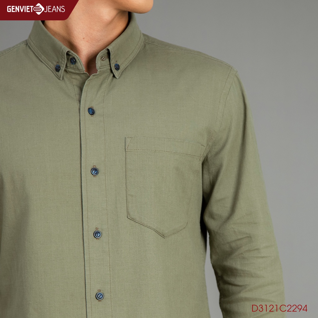 Áo Sơ Mi Nam Genviet Thô Dài Tay Basic Trơn Công Sở Hàng Cao Cấp D3121C2294