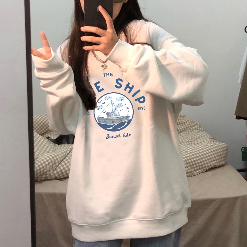 NRVP Áo Thun Tay Dài Oversize In Họa Tiết Phong Cách Hàn Quốc Thời Trang Cho Nam Và Nữ