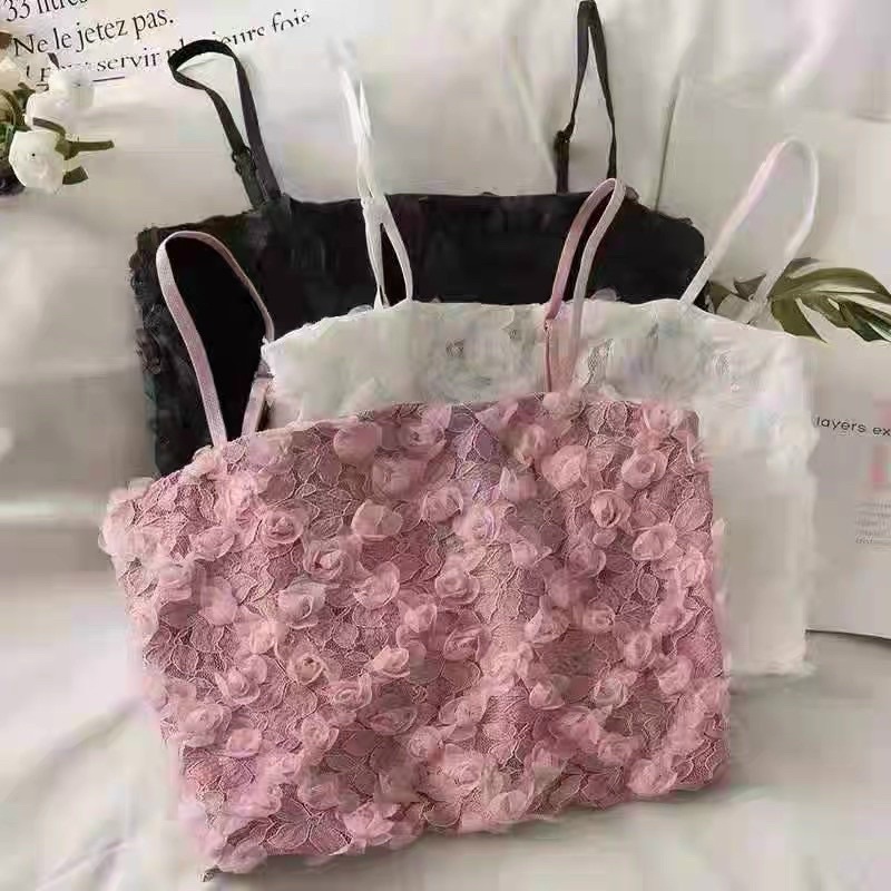 Áo Bra ren nữ 2 dây siêu điệu. Áo bra ống 2 dây kute hoa nổi