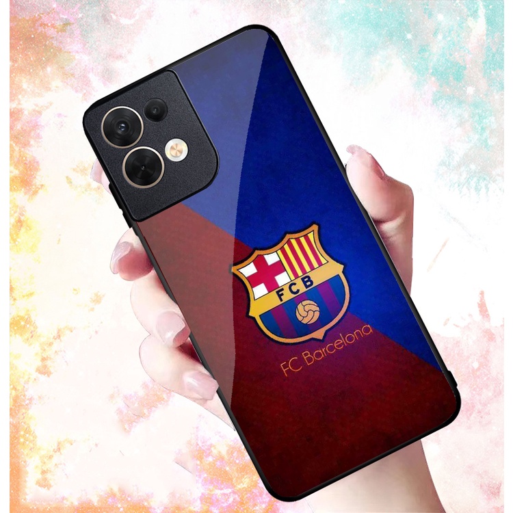 Ốp Lưng OPPO RENO 8 4G, RENO 8 5G, RENO 8Z 5G mặt kính cường lực cao cấp In hình Câu Lạc Bộ Bóng Đá