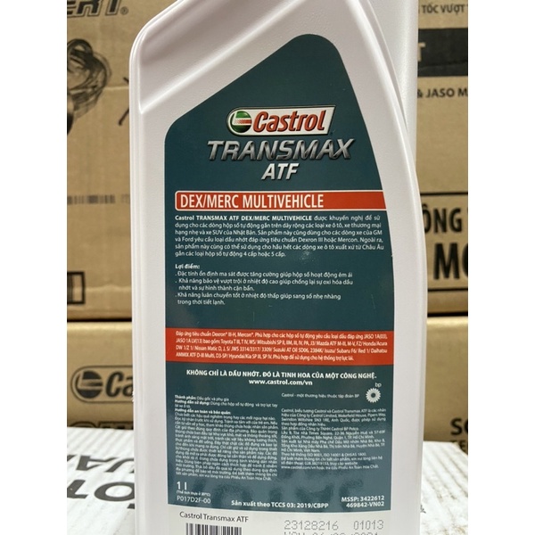 Dầu hộp số tự động CASTROL ATF TRANSMAX ATF DEX/MERC MULTIVEHICLE 1L