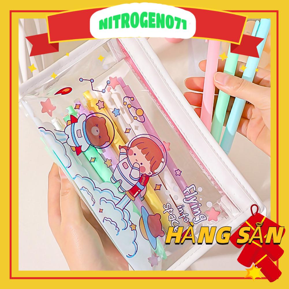 Nitrogen071 Cute Clear Cosmetic Bag Smoother Zipper Large Capacity Multifunctional Portable Travel Storage for Outdoor Business Trip