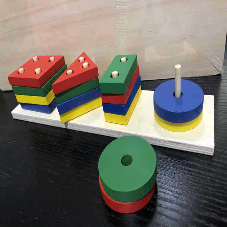 Đồ chơi gỗ phân biệt màu sắc hình khối giáo cụ montessori