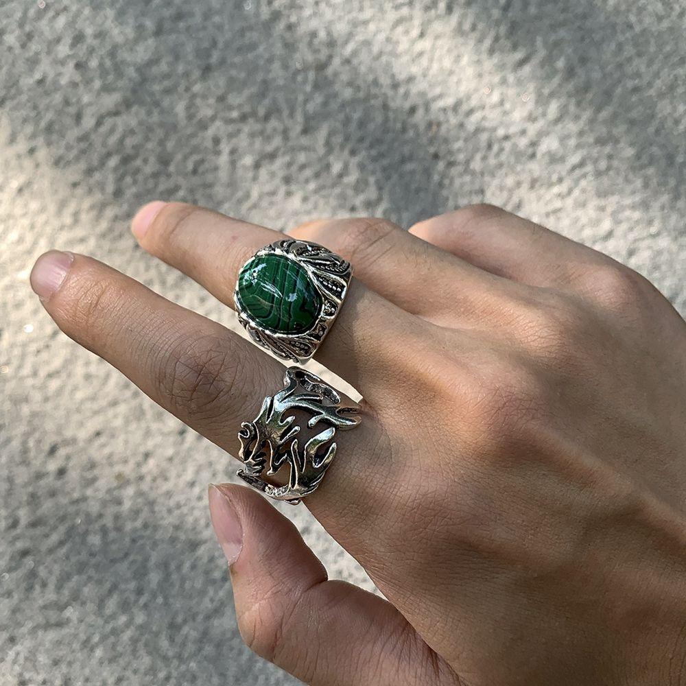 Nhẫn Thời Trang Đính Đá Opal Đơn Giản Cho Nam Và Nữ