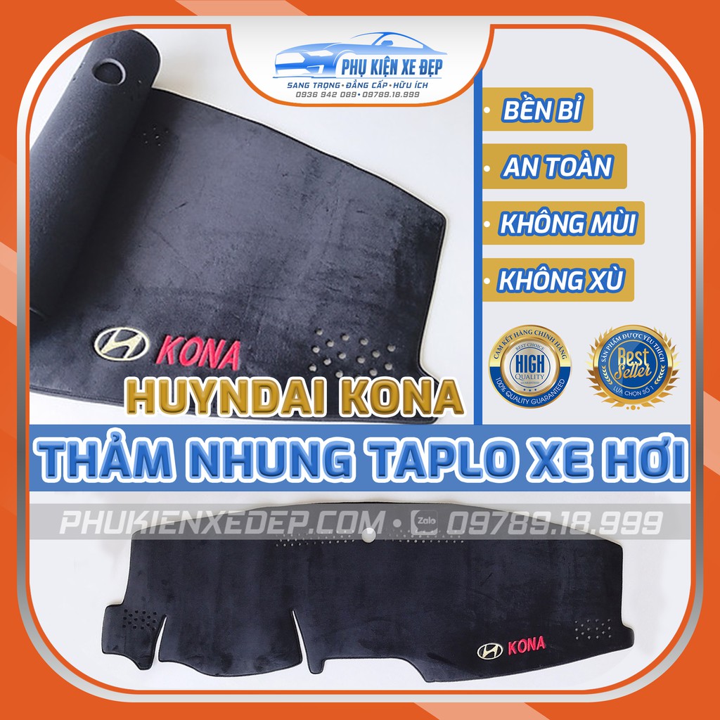 Thảm taplo ô tô lông cừu HÀNG LOẠI I xe HYUNDAI KONA [MỚI NHẤT - FREESHIP] có 3 lớp chống trượt