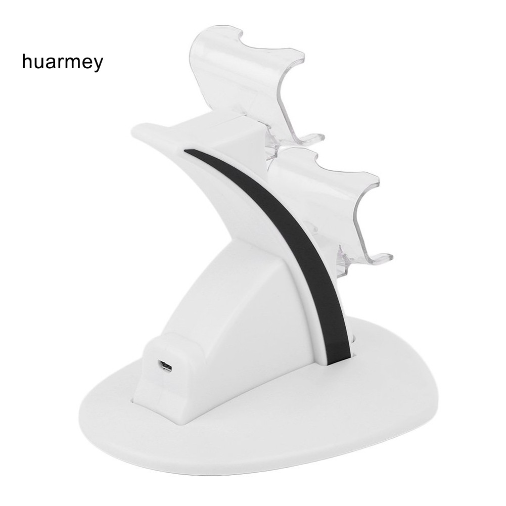 ♗HU Portable Dual Slots Controller Charger Dock Station Stand for PlayStation PS4