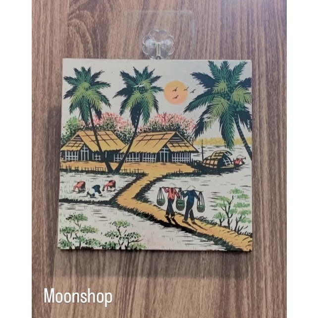 Tranh sơn mài phong cảnh làng quê VN