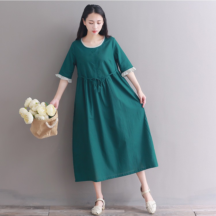 Váy freesize, đầm bầu công sở vải cotton & linen