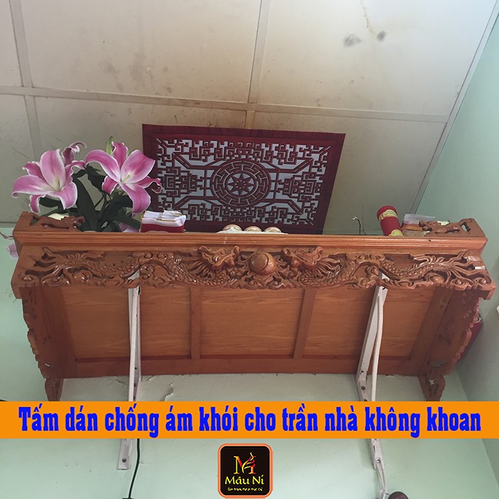 TẤM CHỐNG ÁM KHÓI [ Bàn thờ ] dán phòng thờ, dán lên trần nhà, không phải khoan, Kích thước 41cm x 61cm - màu nâu gỗ