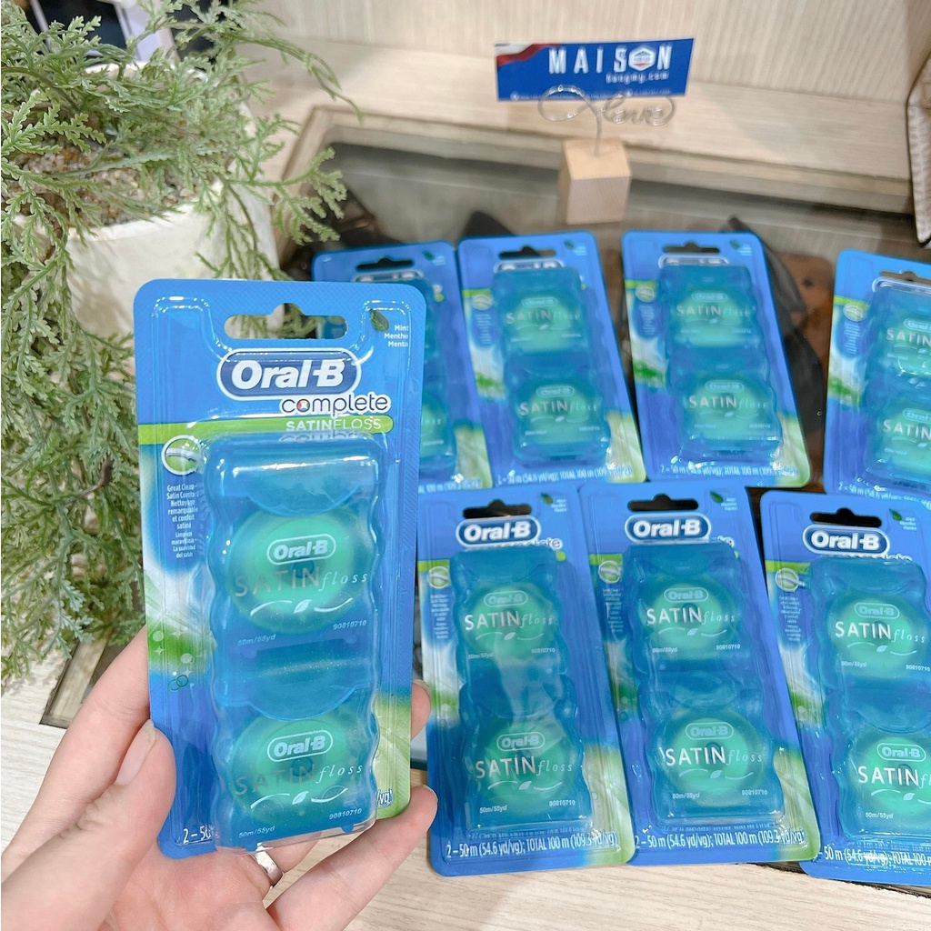 CHỈ NHA KHOA ORAL-B COMPLETE SATIN FLOSS VỊ BẠC HÀ  - Hàng Nhập USA Chính Hãng