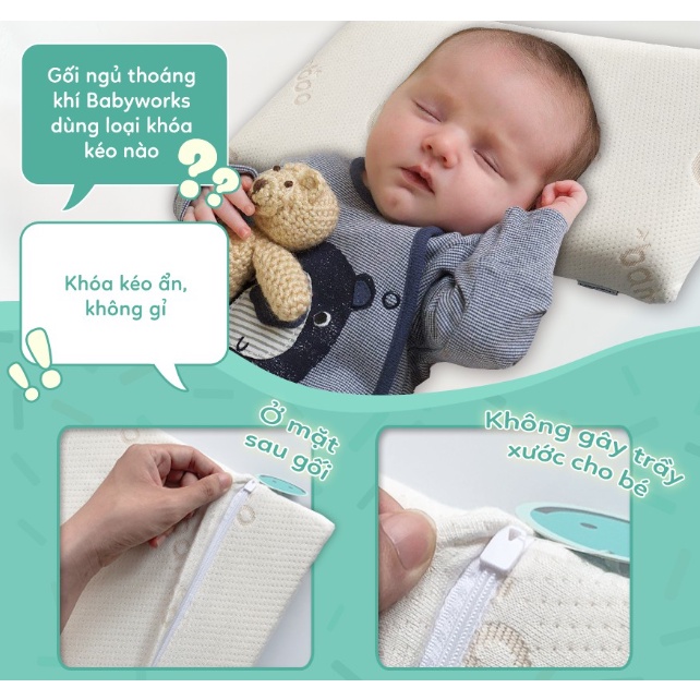 Gối Ngủ BABYWORKS sợi tre tự nhiên, duy trì nhiệt độ thoải mái Cho Bé Từ 3-12 Tháng Trở Lên - Herbaby