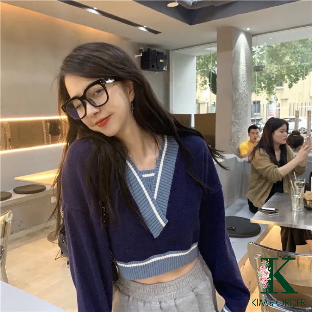 Áo len croptop dáng cadigan dài tay khoác nhẹ cổ chữ V cho nữ màu đen ghi xanh be tiểu thư phong cách Hàn Quốc chất đẹp