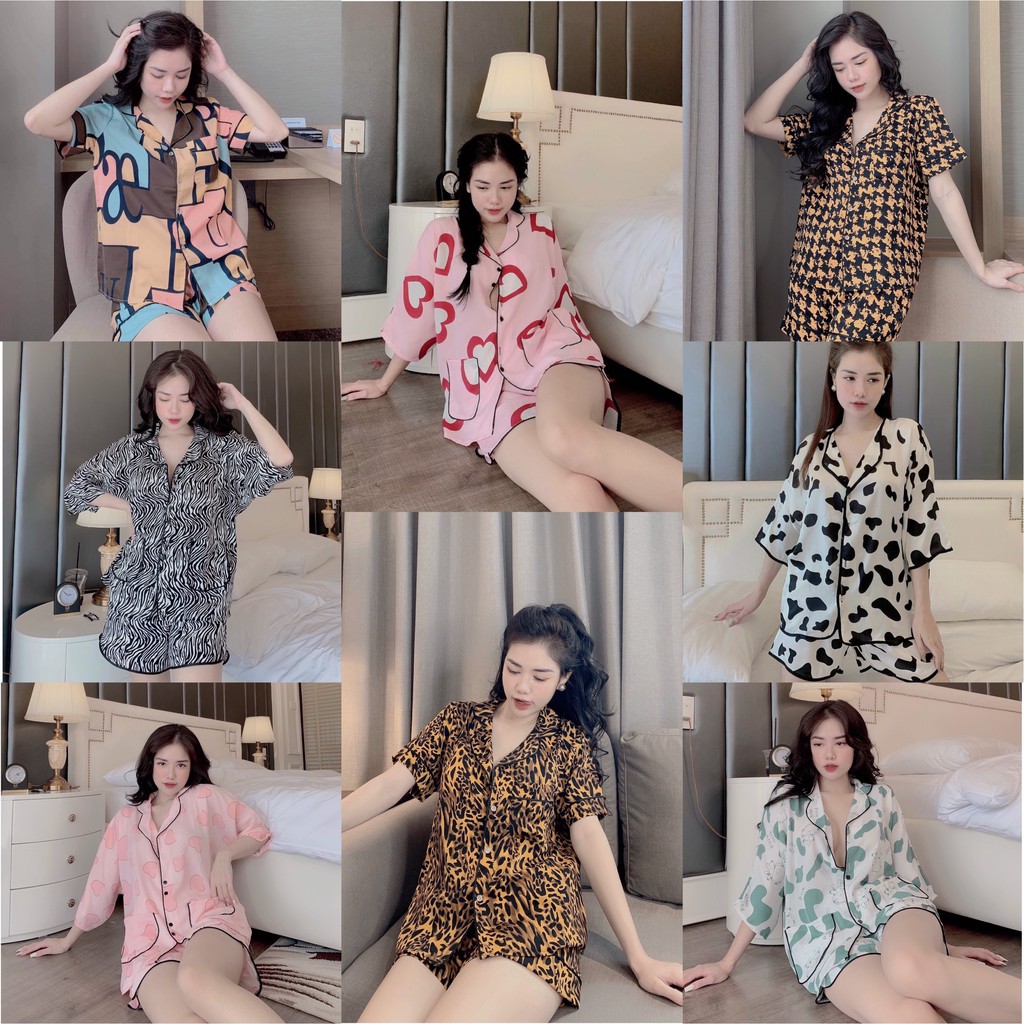 (Nhiều Mẫu Mới)Đồ Bộ PizamaBộ lụa Mặc Nhà Cánh Dơi Quần Sooc Lụa cao cấp Mát Mịn Đẹp Sang Chảnh [ẢNH THẬT +VIDEO]
