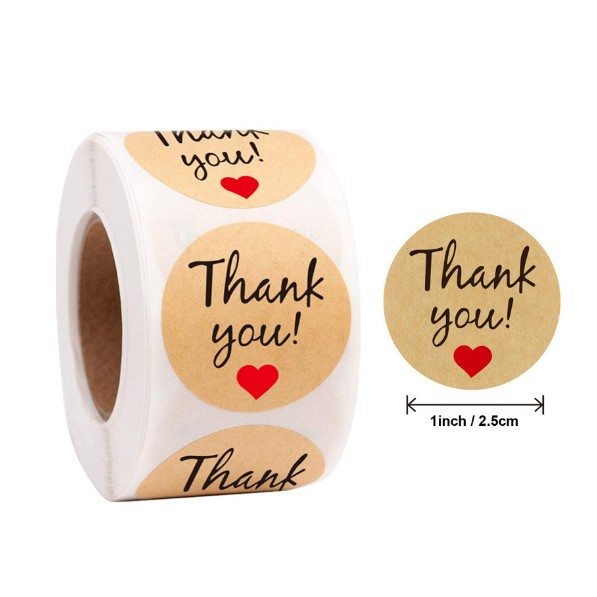 Cuộn Set 500 Sticker Nhãn Dán &quot;Thank You&quot; - Văn Phòng Phẩm Sáng Tạo