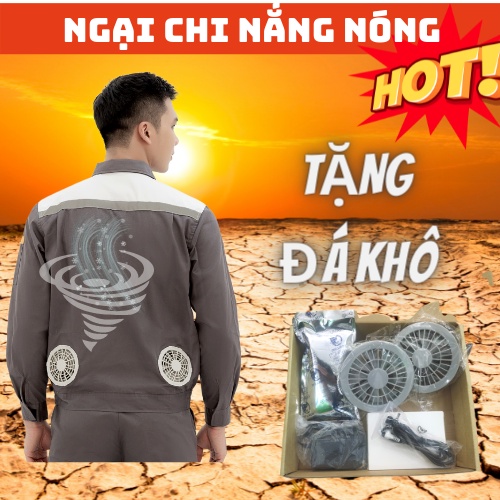 - Áo quạt điều hòa vải Pangrim Hàn Quốc.Áo bảo hộ gắn quạt mát cả ngày-TẶNG ĐÁ KHÔ KHI MUA CẢ BỘ