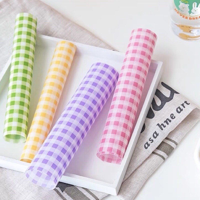 Set 50 Giấy Thấm Dầu Gói Thực Phẩm Hoạ Tiết Caro Siêu Xinh