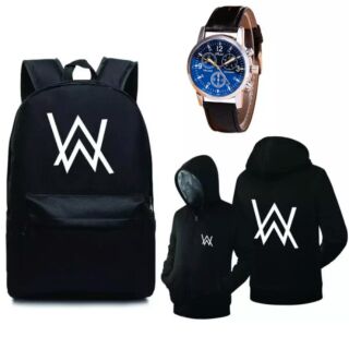 Combo 1114: balo laptop alan walker 1114d + áo khoác alan walker + đồng hồ