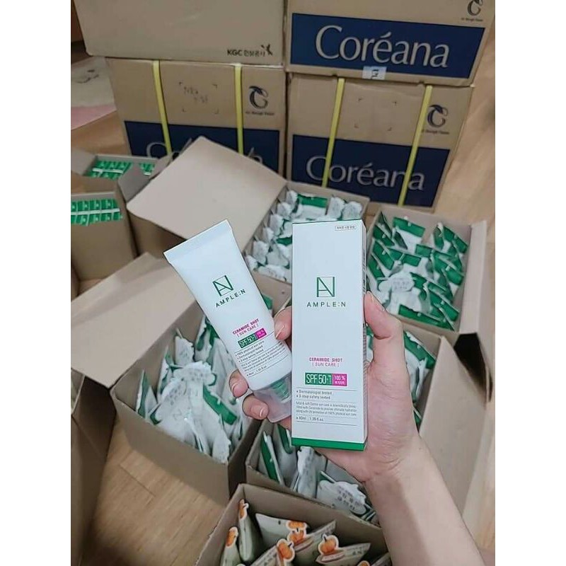 [Có bill] Kem chống nắng COREANA AMPLE:N Ceramide Shot Sun Care SPF 50+PA++++