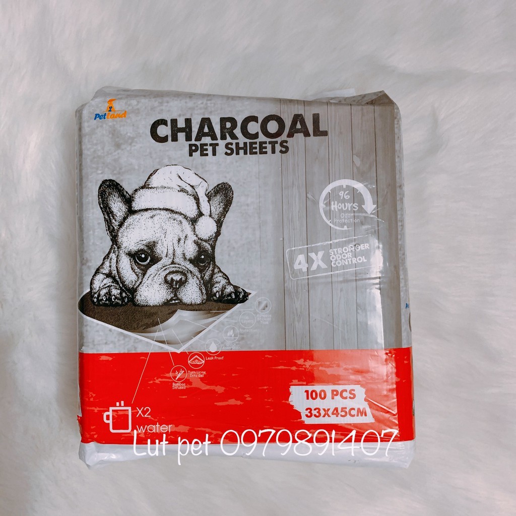 Tã bỉm miếng lót vệ sinh than hoạt tính cho chó mèo khử mùi Charcoal - 100 miếng (33x45) - lutpet