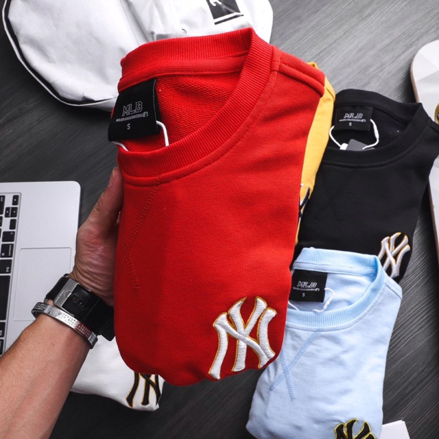 Áo thun tay dài unisex thời trang Hàn Quốc sweater M.L.B NY xịn