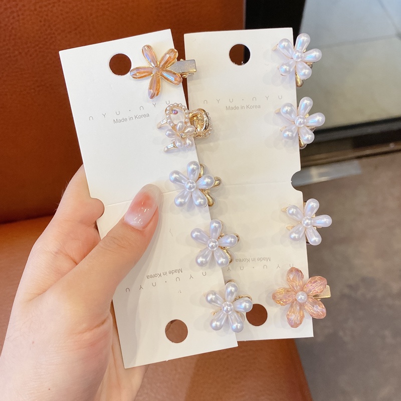 Set 6 kẹp tóc hình hoa đính ngọc trai giả thời trang cho nữ