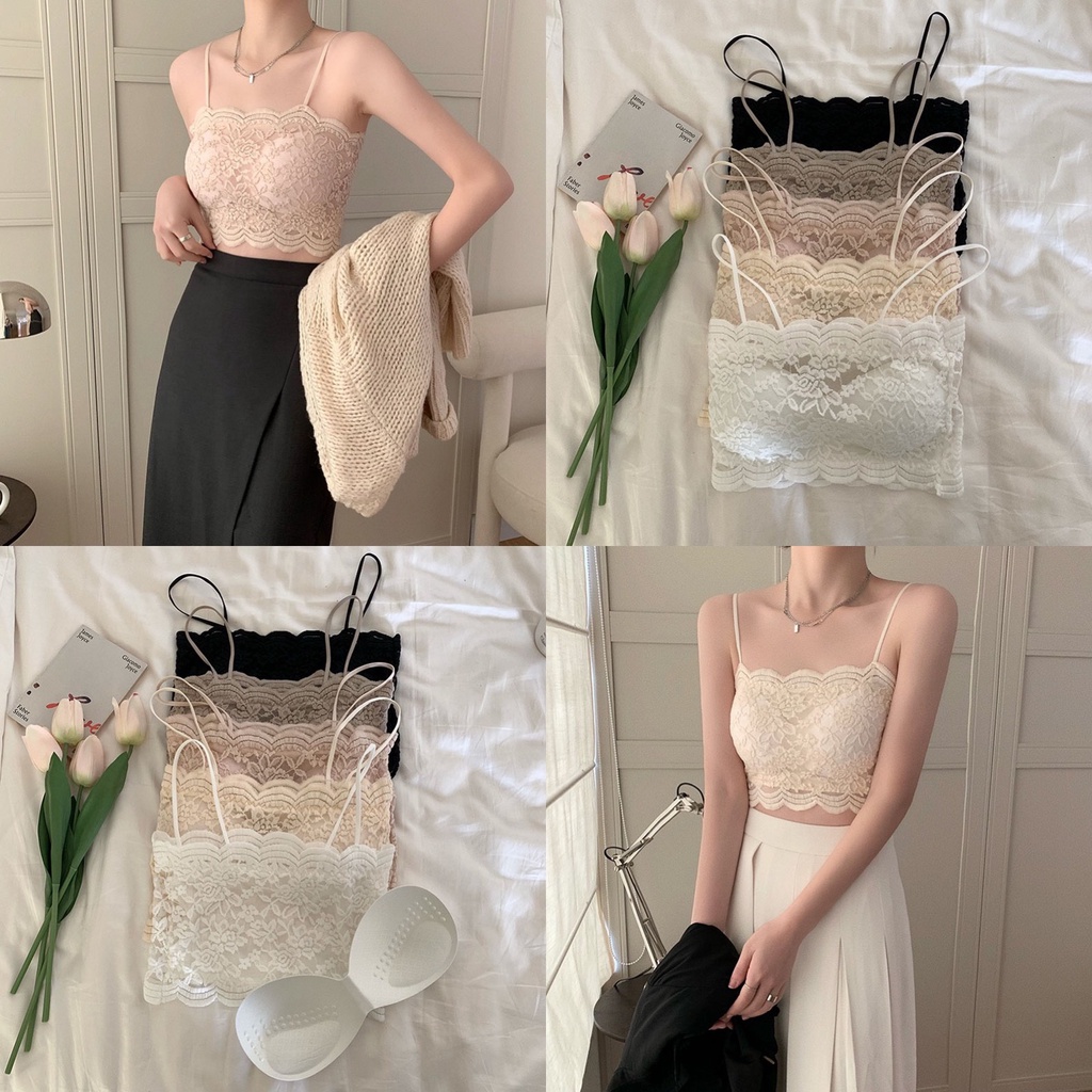 Áo Bra Ren Nữ Dáng Croptop Phối Ren Gợi Cảm Có 5 Màu Lựa Chọn B.Z10