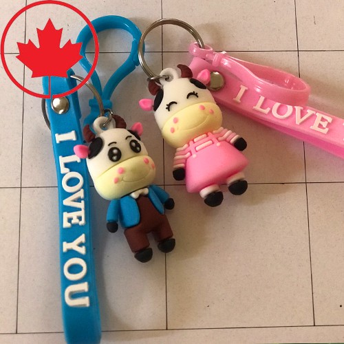 [Chuẩn Auth] Móc khoá bò sữa couple bằng kẹo dẻo, có dây chữ I Love You cute xịn xò (có sẵn)