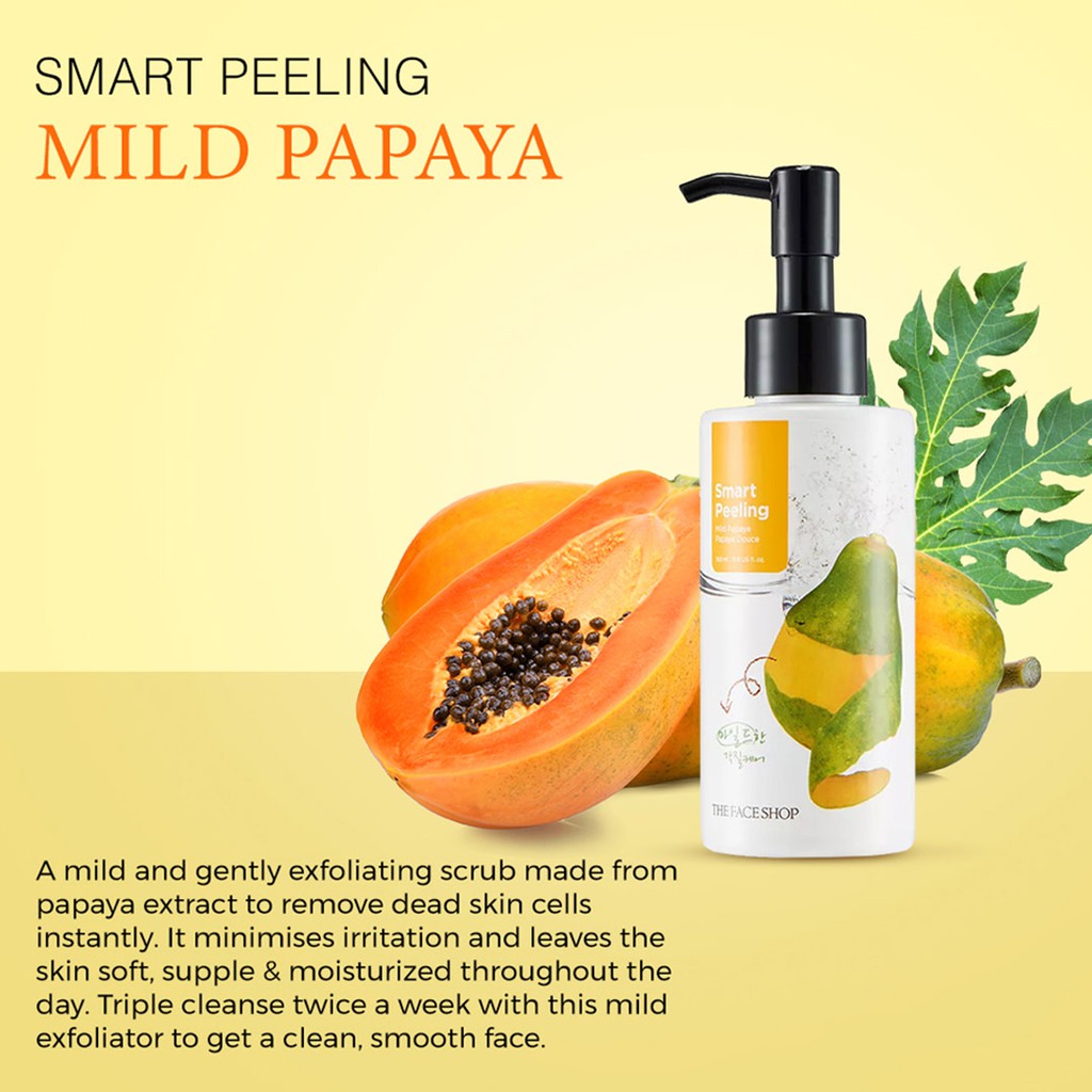 TẨY TẾ BÀO CHẾT ĐU ĐỦ SMART PEELING MILD PAPAYA THE FACE SHOP 150ML