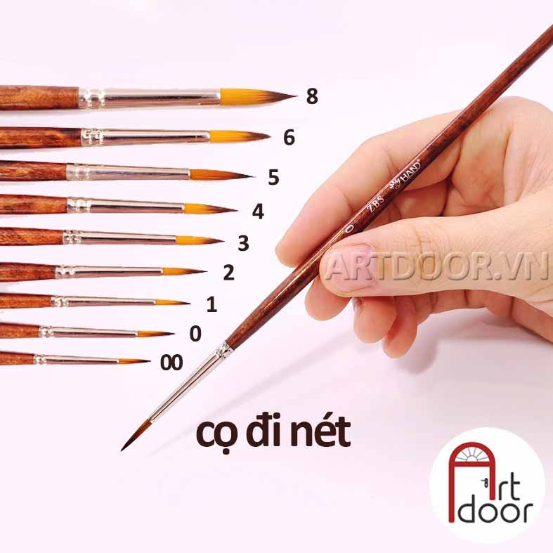 [ARTDOOR] Cọ vẽ đầu Tròn HAND thân Nâu (ZBS)